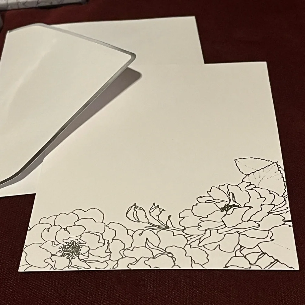 NEW stationary sets 25 cards with silver floral design and envelopes
